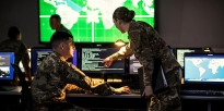 Soldiers in a Cyber room. 